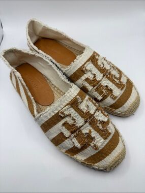 New Tory Burch Striped Espadrilles in Brown and White, US 10, NWOT